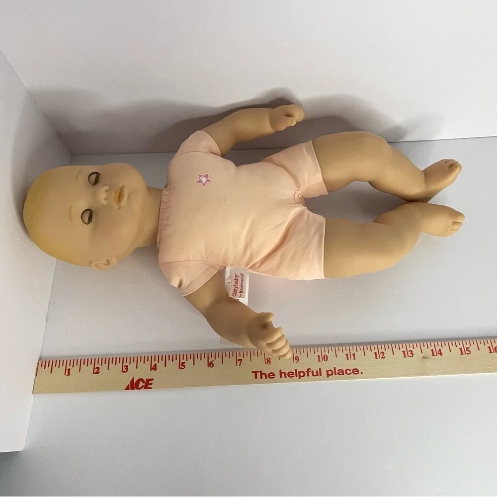 American Girl Bitty Baby Doll Sleepy Blue Eyes Blonde Bald Head With Outfit 15” - Picture 16 of 16